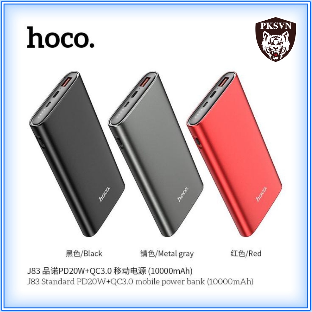 Sạc Dự Phòng Sạc Nhanh PD 20W Chính Hãng Hoco J83 - Pin Dự Phòng 10000mAh Siêu Mỏng Chuẩn QC 3.0, Type C - BH 12 Tháng