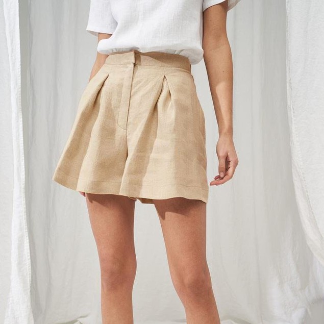 Quần Shorts Cạp Siêu Cao Ông Rộng Chất Thô Phong Cách Hàn Quốc