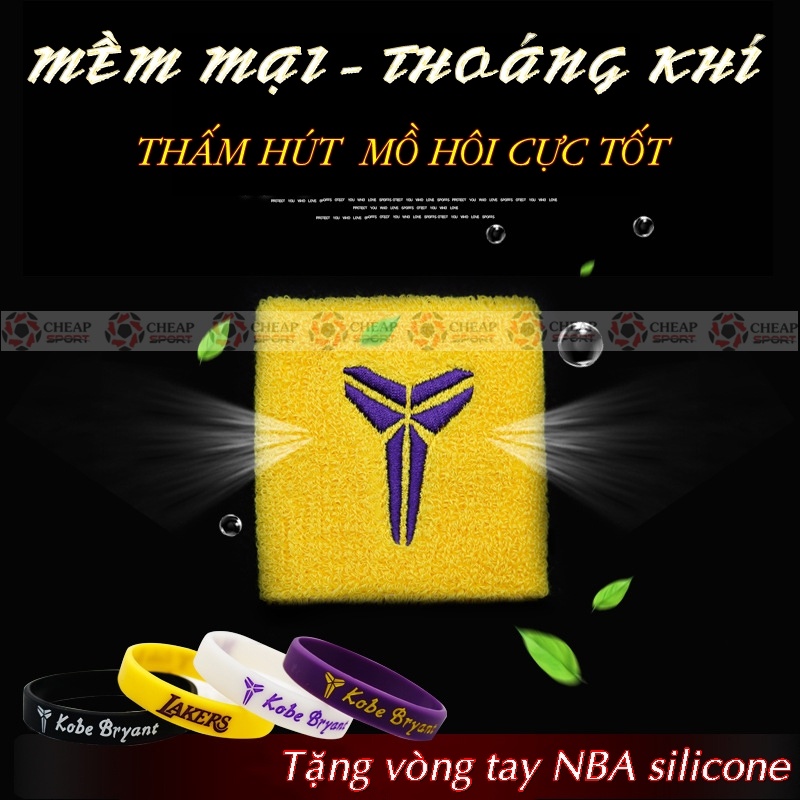 Set 02 Băng Cổ Tay Thể Thao + 01 Băng Đô Bóng Rổ Nam Nữ Logo NBA Kobe Jordan Curry King James Kyrie Durant Giannis Rose