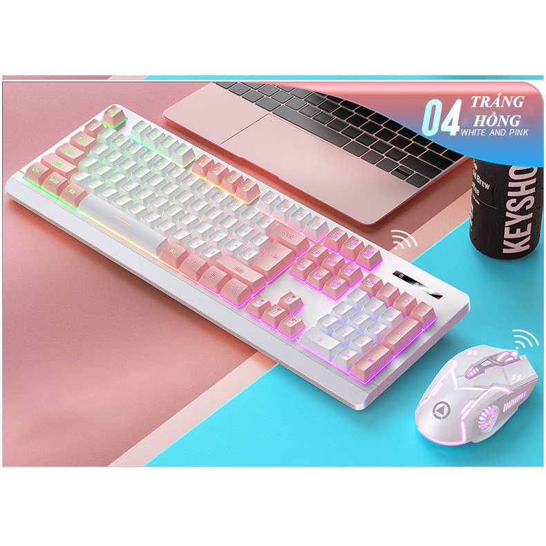 BỘ BÀN PHÍM VÀ CHUỘT KHÔNG DÂY KM-01 CHUYÊN  GAME CÓ ĐEN LED