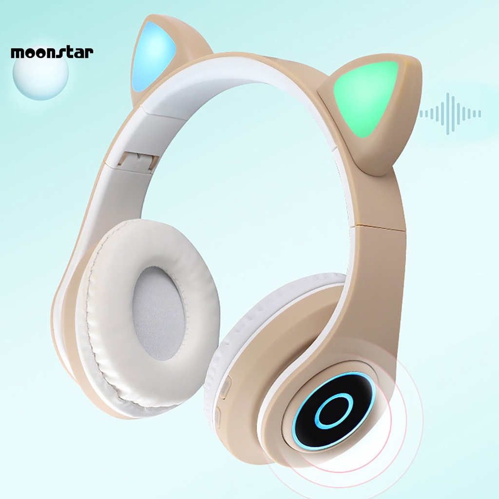 MS   Dual Stereo Channel Wireless Headset Flash Light Wireless Headset with Mic Ergonomic Design for Girl