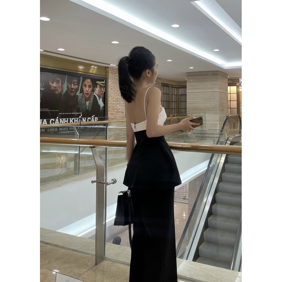 Set áo peplum phối màu + Quần suông, freesize dưới 55kg, chất cotton lạnh, phong cách sang chảnh