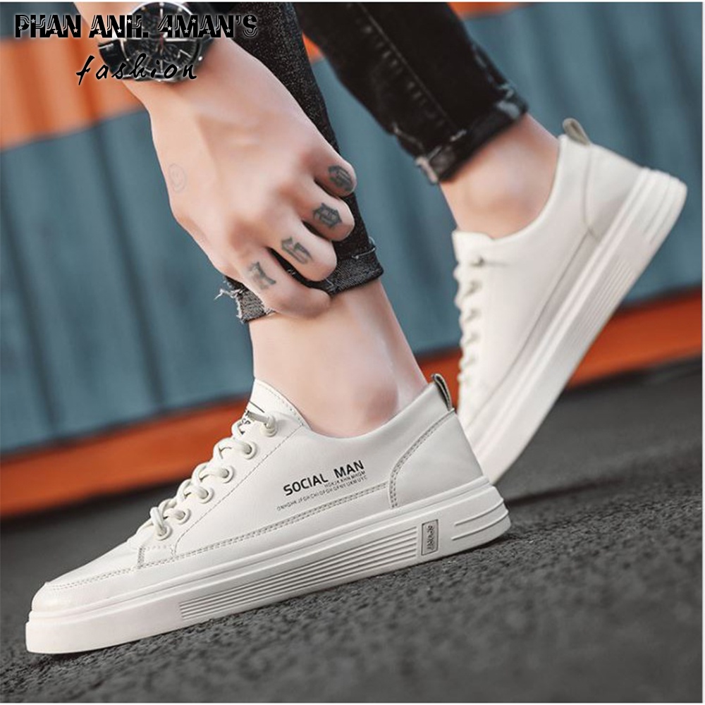 Giày thể thao nam sneaker Phananh.4mans chất liệu da   bảo hành 12 tháng tặng kèm tất 4ML-G39