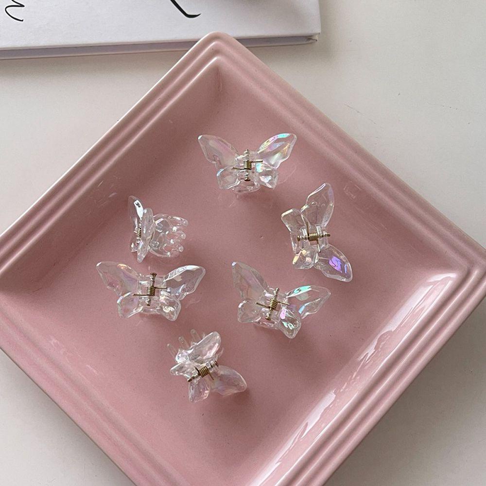 NICKOLAS Kẹp Tóc Hình Bướm Màu Laser Trong Suốt Phong Cách Hàn Quốc Xinh Xắn Cho Bé Gái