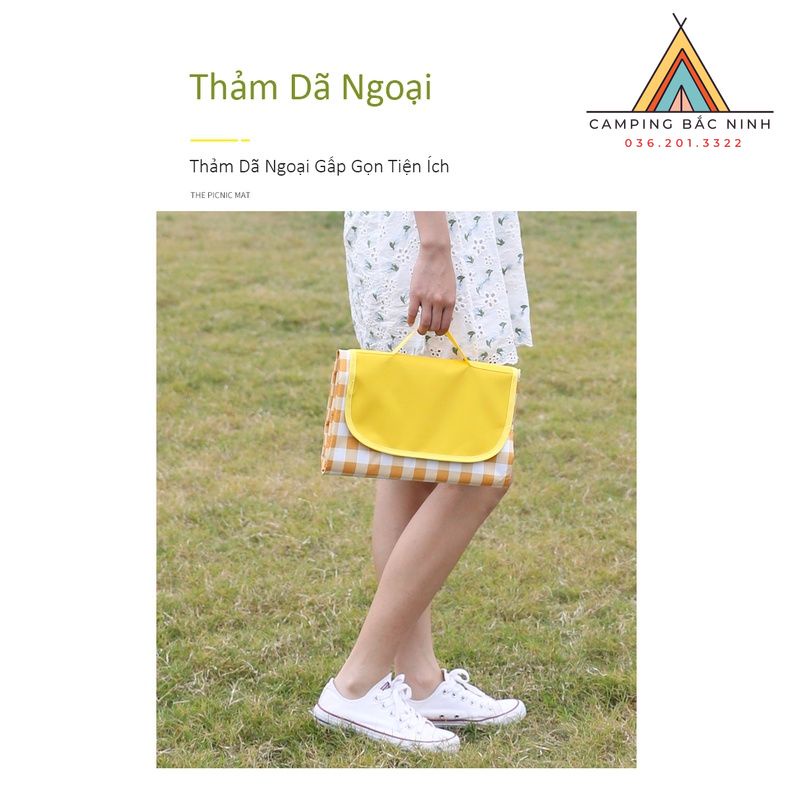 Thảm dã ngoại picnic caro Vàng decor chụp ảnh ngoài trời cực đẹp