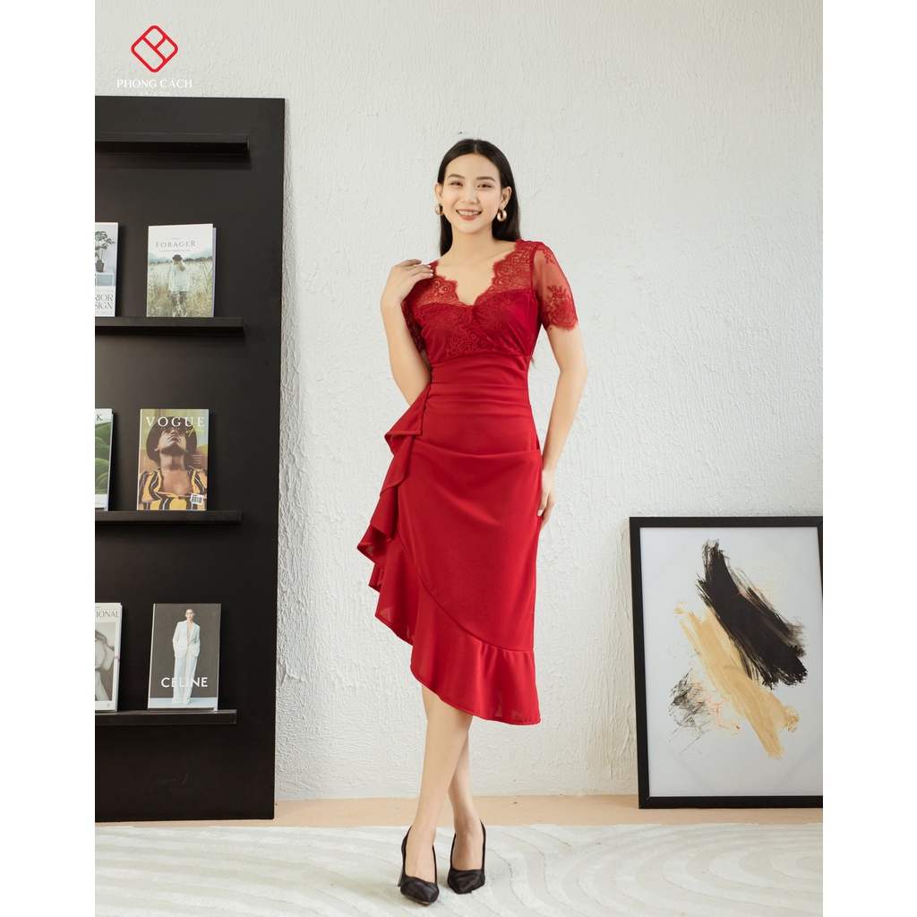 Đầm body đuôi cá phối ren SD1377 Phong Cách SAIGON