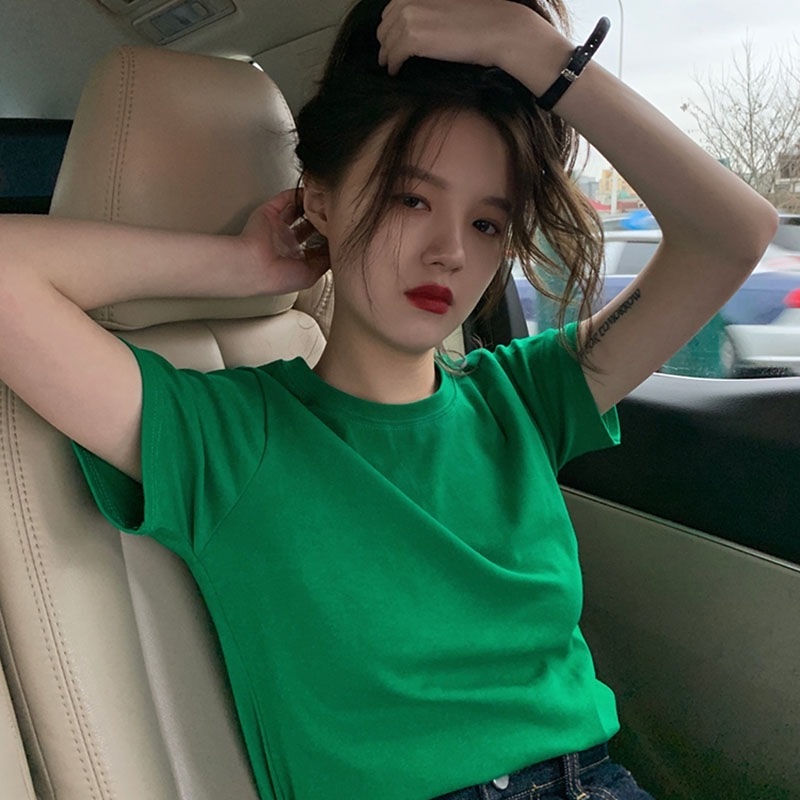 Áo Thun Cotton Cổ Tròn Ngắn Tay Dáng Rộng Thời Trang Mùa Hè Cho Nữ