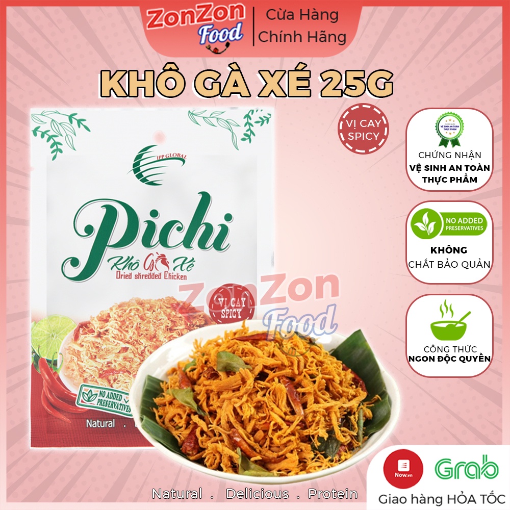 Khô gà xé cay đồ ăn vặt Pichi vị truyền thống gói 25g sợi dai thơm ngon ZonzonFood