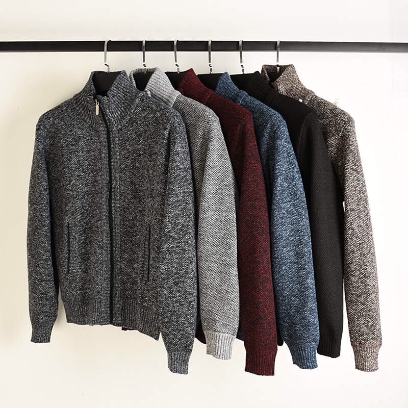 Áo khoác len lót lông siêu dày ấm áp cho người già trung niên