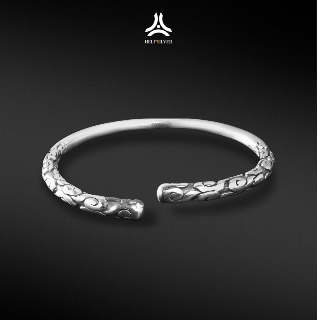 Vòng tay bạc nam, nữ HeliSilver Gậy Như Ý Bạc Helios Original s925 VTBN0050