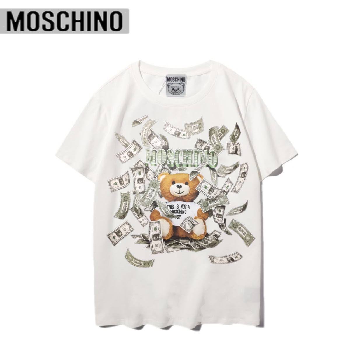 Áo Thun Tay Ngắn In Hình Gấu Moschino Trẻ Trung Cho Nam Và Nữ