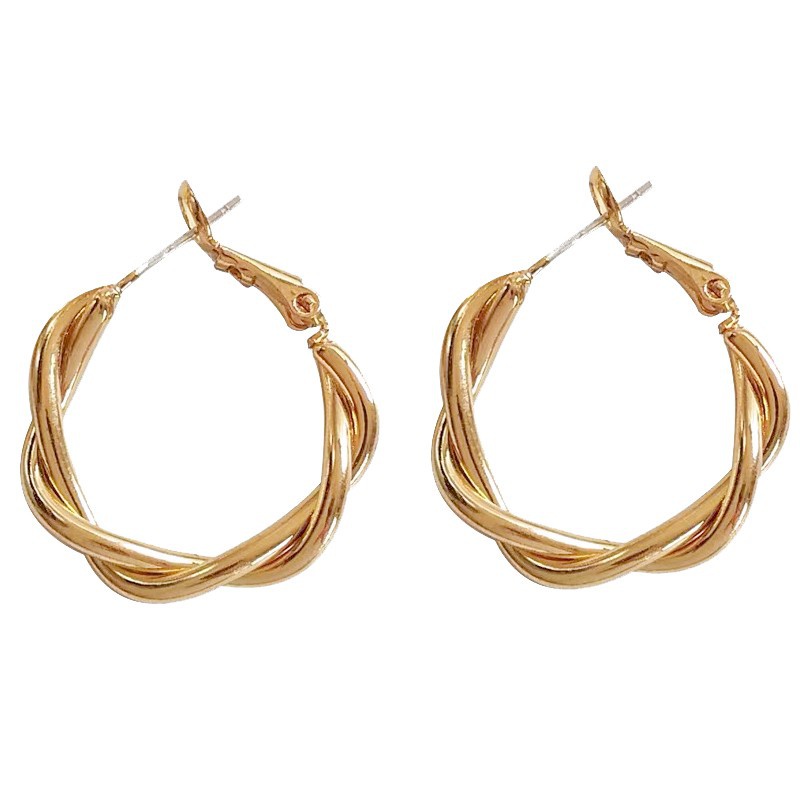 Khuyên tai kim loại hình tròn phong cách hàn quốc thời trang cho nữ