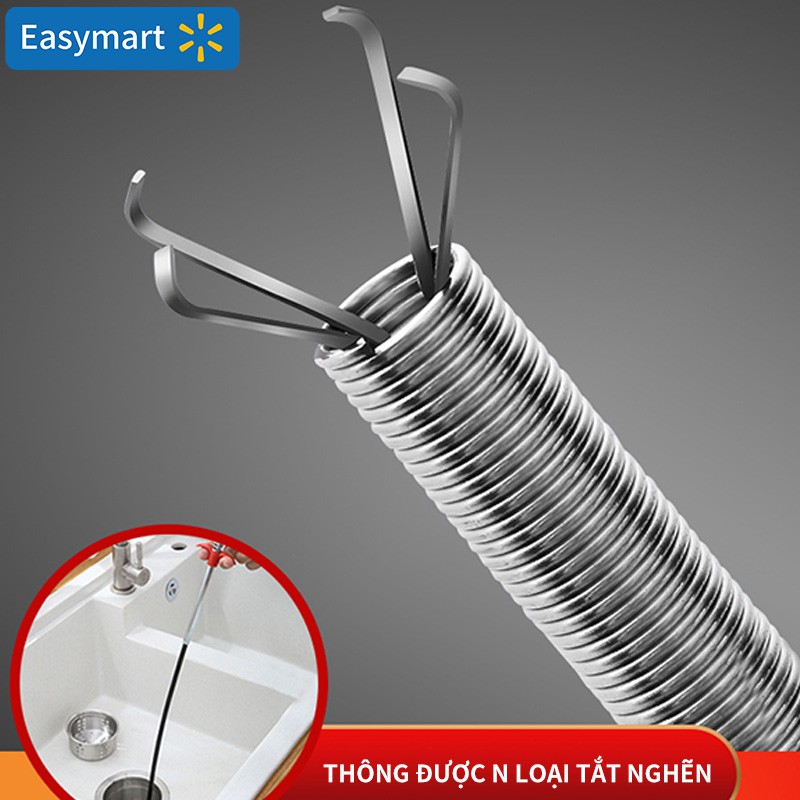 Dụng cụ thông đường ống bằng inox, dụng cụ thông tắc đường ống, nạo vét bồn cầu gia đình, cống rãnh dài 90cm