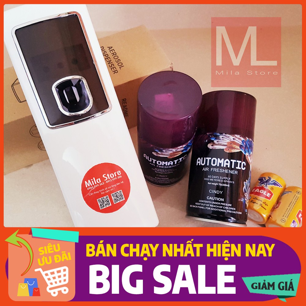 [GIAO NHANH 1H] COMBO 1 MÁY + 2 BÌNH - Máy xịt thơm phòng tự động - Inbox chọn mùi hình cuối