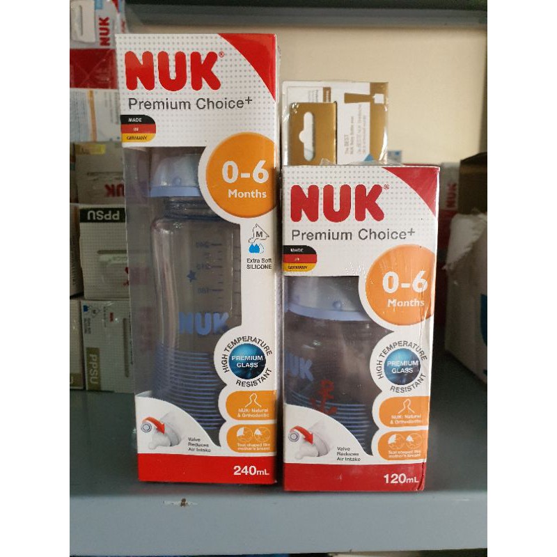 Bình sữa NUK thủy tinh 120-240ml núm ti Silicone