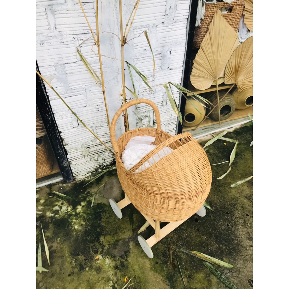 Props - Phụ kiện chụp hình và trang trí phòng dành cho bé siêu xinh xắn - Xe đẩy bằng mây