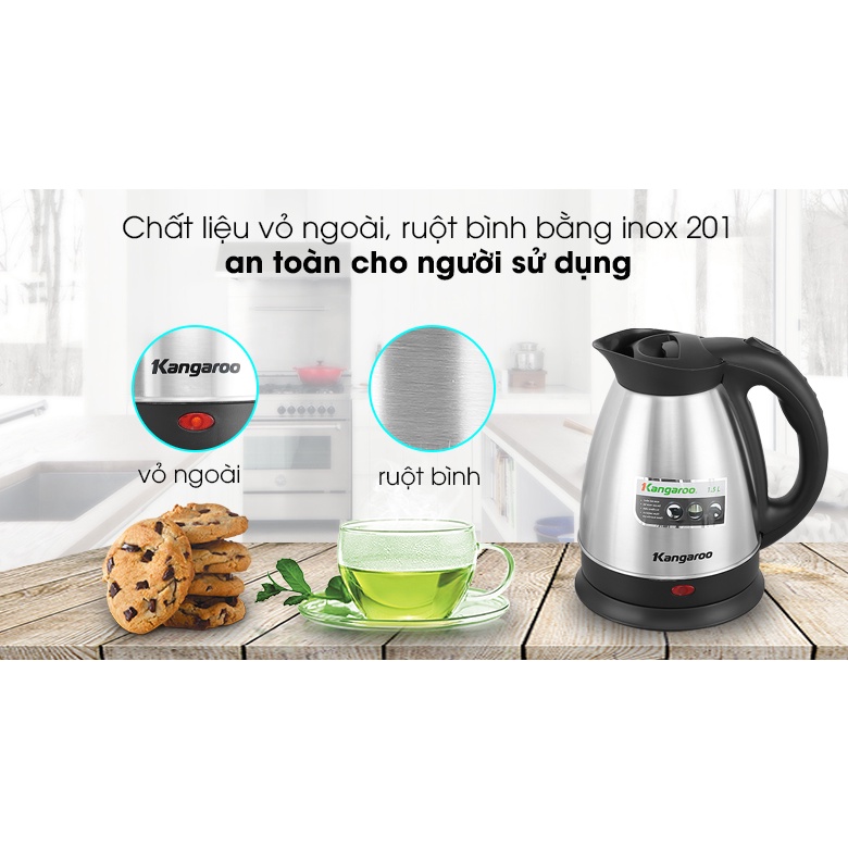 Bình đun siêu tốc Kangaroo 1.5 lít KG15SK3