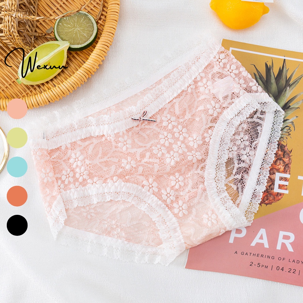 Quần lót nữ Wexuu quần lót ren thêu hoa cao cấp, ren xuyên thấu thông thoáng gợi cảm - QC114