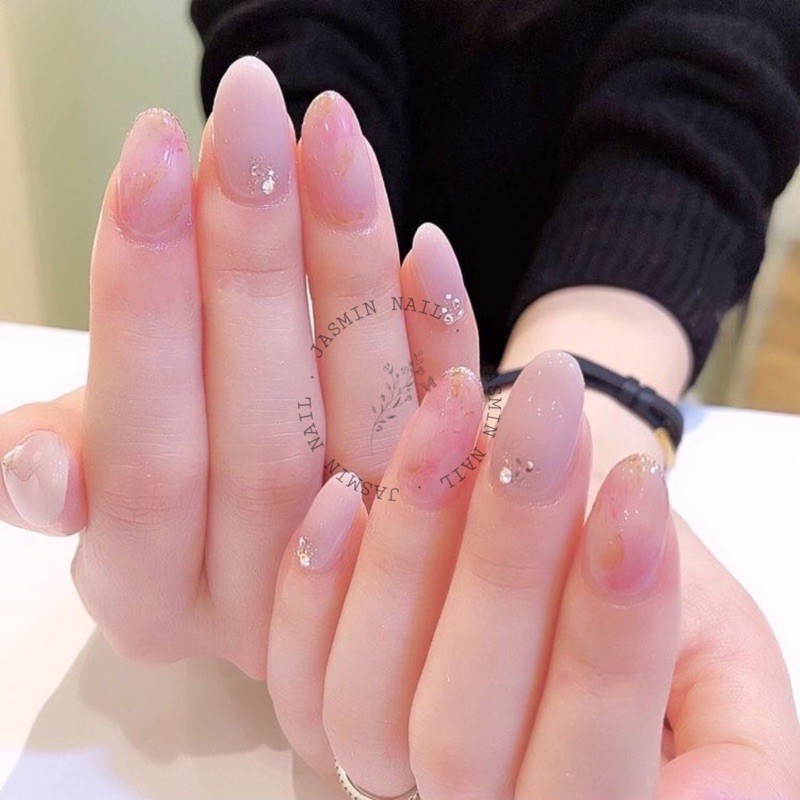 [Mã NHUQAD giảm 10% đơn 100k] [ NAIL BOX ] Nailbox móng úp thiết kế sẵn mẫu thạch hồng loang vân đá