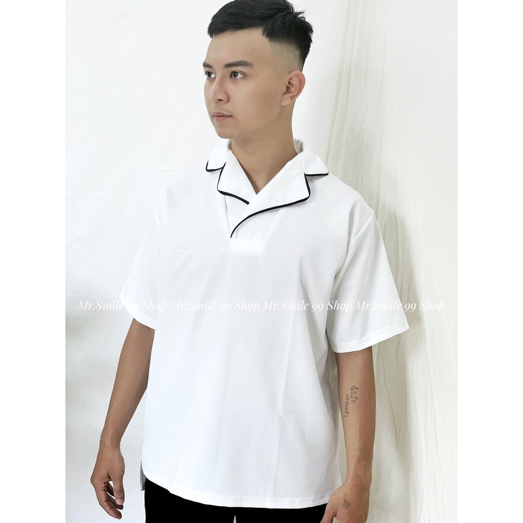 ÁO SƠ MI TAY NGẮN VIỀN CỔ UNISEX MR SMILE 99 SHOP ULZZANG STREET STYLE