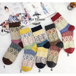 Tất len thổ cẩm vintage hàn quốc cao cổ nhiều màu mẫu 14