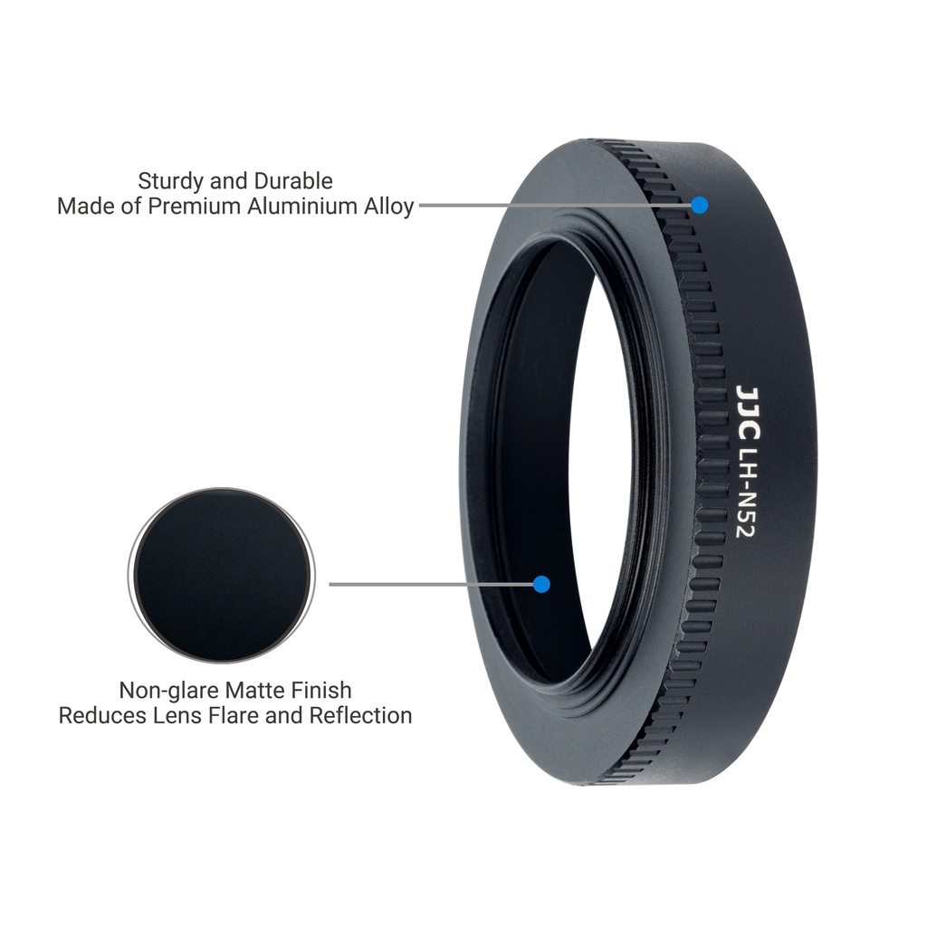 JJC LH-N52 Nắp che ống kính bằng kim loại cho Ống kính Nikon Nikkor Z 28mm f/2.8, Nikon Nikkor Z 28mm f/2.8 (SE),  Nikon Nikkor Z 40mm f/2