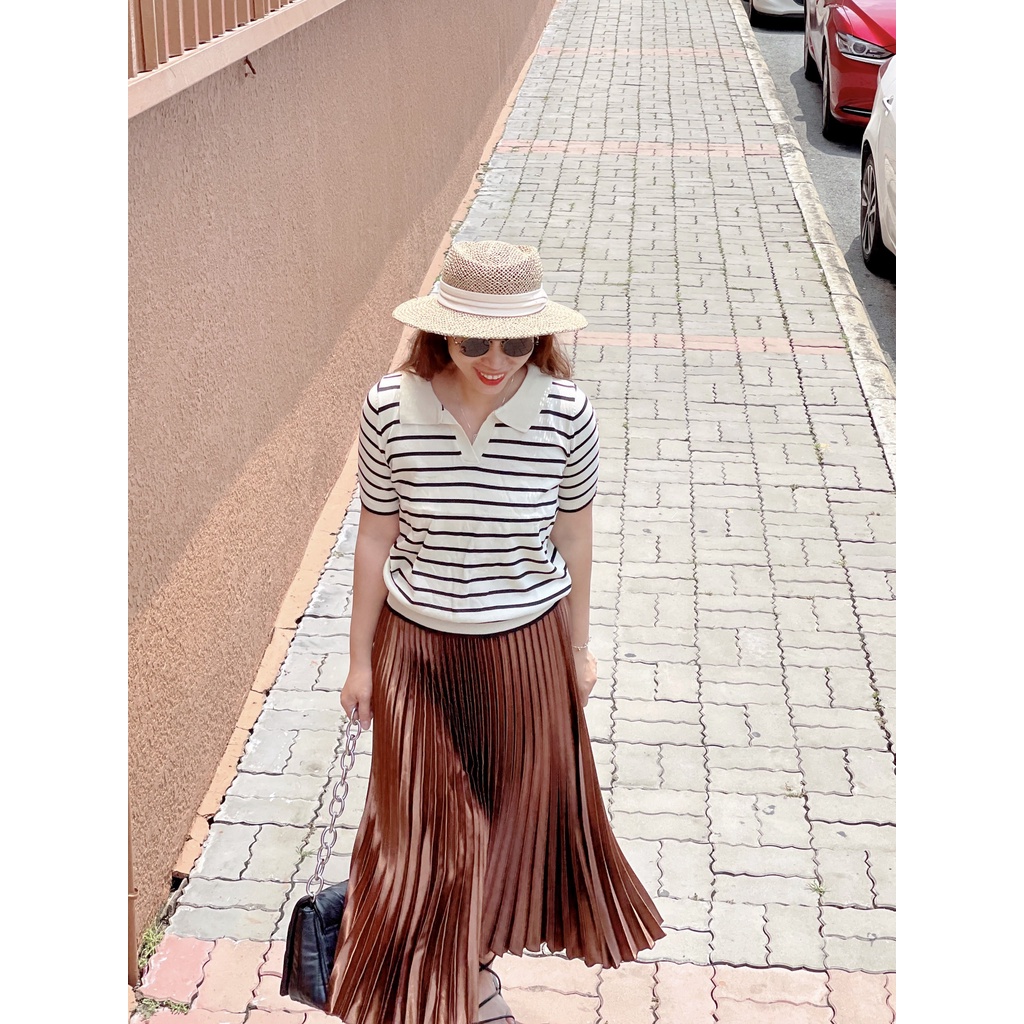 (HÀNG SẴN - HÌNH THẬT) Chân váy xếp ly satin ánh kim - Chân váy xếp ly dáng chữ A cao cấp NHIỀU MÀU LỰA CHỌN