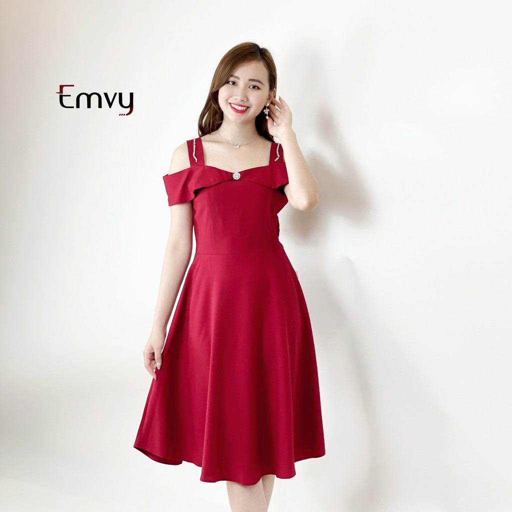 [Mã WASTMAY giảm 15% tối đa 30K đơn 150K] Đầm dáng xòe trễ vai EMVY - V39 | BigBuy360 - bigbuy360.vn