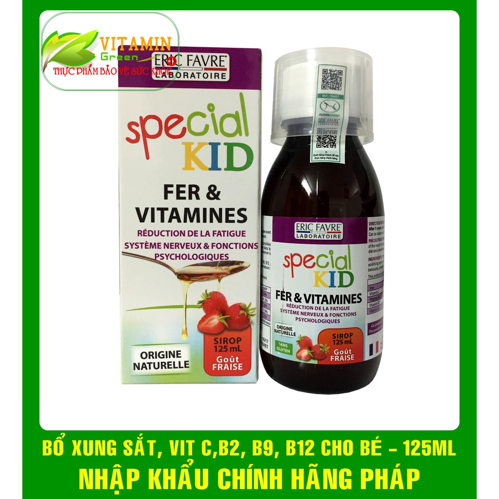 SPECIAL KID FER &amp; VITAMINES BỔ XUNG SẮT, VITAMIN CHO BÉ 125ml | NHẬP KHẨU CHÍNH HÃNG PHÁP