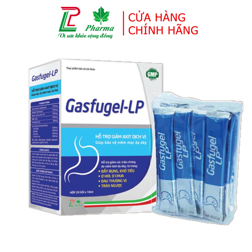 Gel giảm đau dạ dày Gasfugel LP - giúp giảm ợ hơi, đầy bụng, trào ngược thực quản hiệu quả - Hộp 20 gói