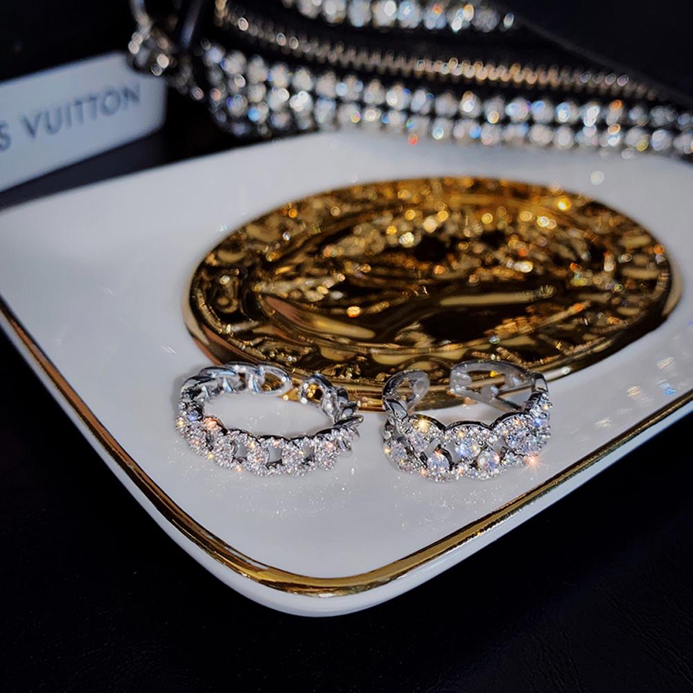 BACK2LIFE Nhẫn Hở 2 Lớp Họa Tiết Hình Học Thời Trang Dự Tiệc Cho Nữ