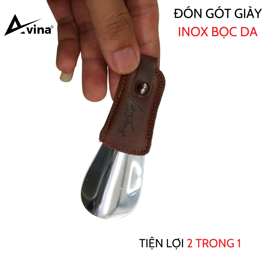 Đón gót giầy inox BỌC DA không gỉ Cao cấp giúp cho việc mang giày được tiện lợi hơn, làm móc chìa khóa Avina A4
