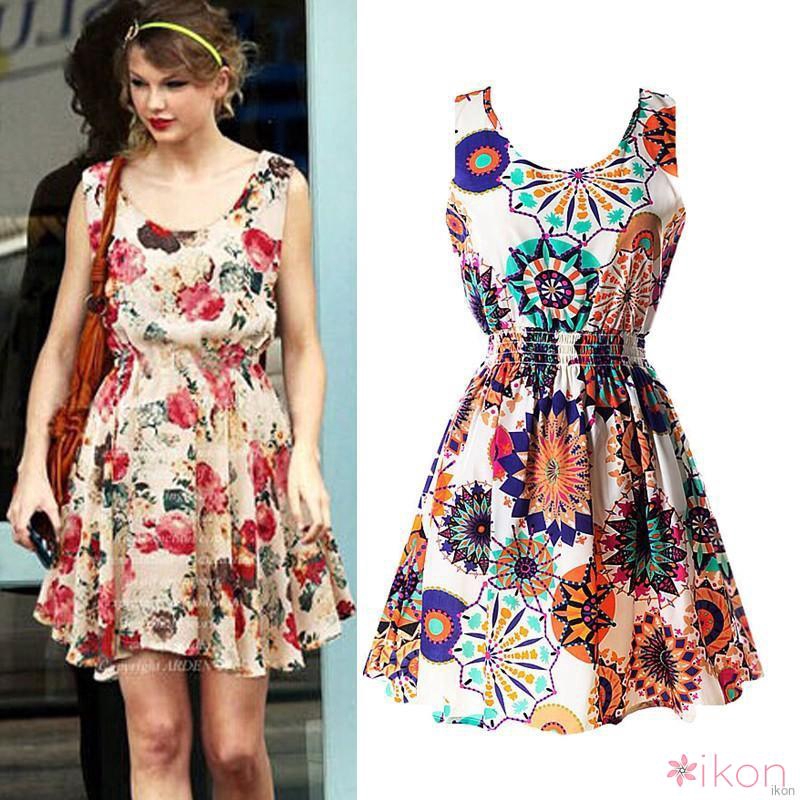 Đầm cổ chữ tiết phong cách Bohemian đầm hoa váy hoa nhí | BigBuy360 - bigbuy360.vn