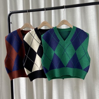 Áo gile len nữ quả trám oversize LICA_ A02