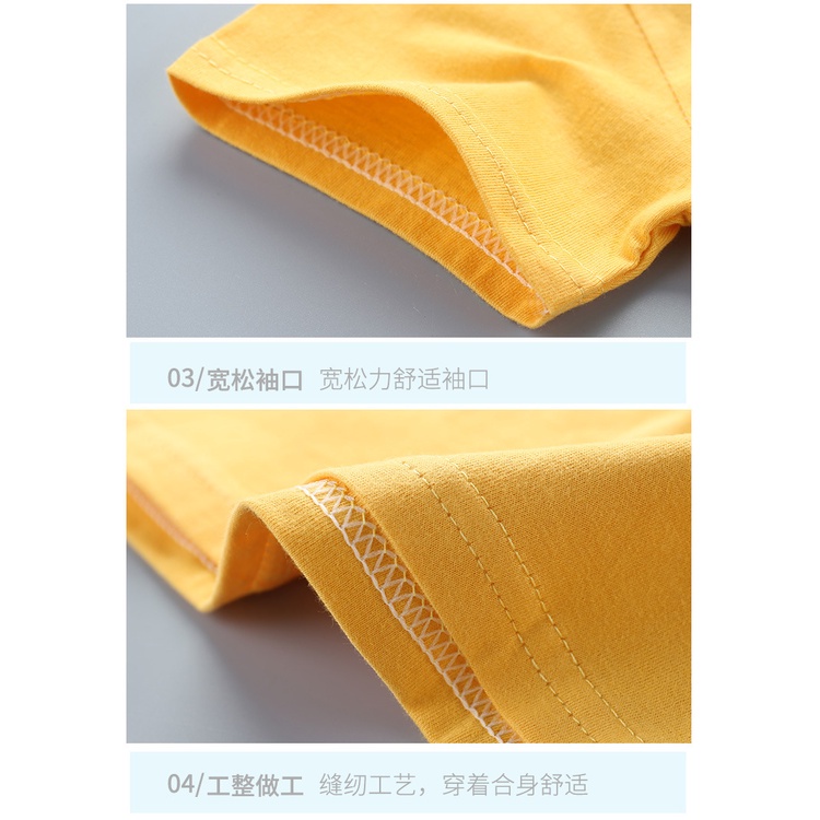 Bộ áo thun cotton tay ngắn in họa tiết dễ thương + quần short phong cách Hàn Quốc cho bé trai/ gái