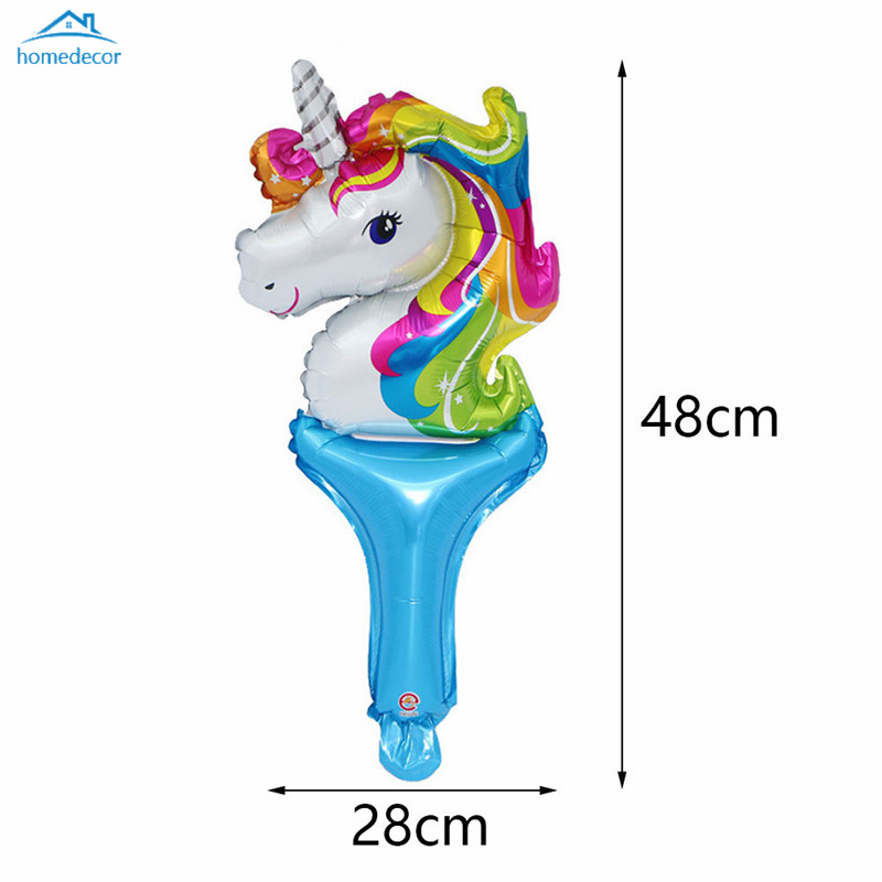 HD Handheld Stick Unicorn Balloons Cute Aluminum Foil Balloons Birthday Party Decorations Party Supplies