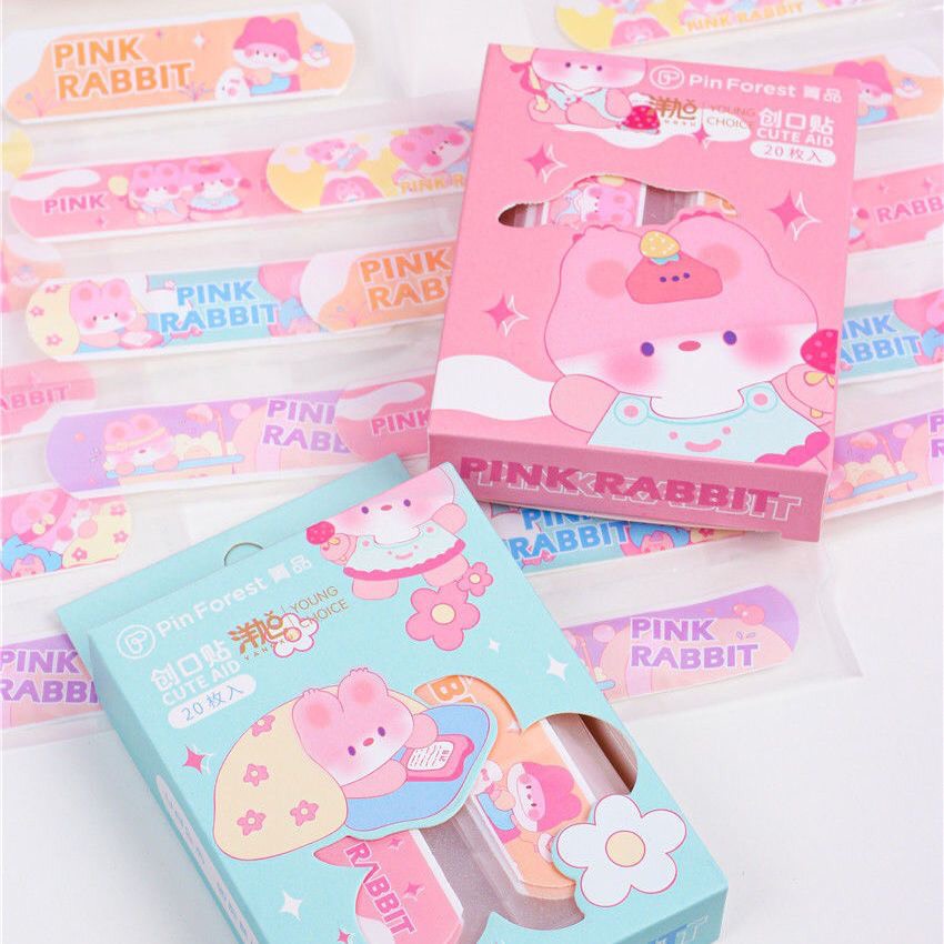 Băng Cá Nhân Cute, Băng Cá Nhân Hộp 20 Miếng Mẫu Hồng Xinh Xắn