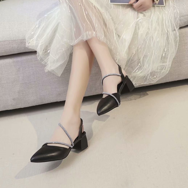 Giày Cao Gót Mũi Nhọn Đính Đá Thời Trang Cho Nữ