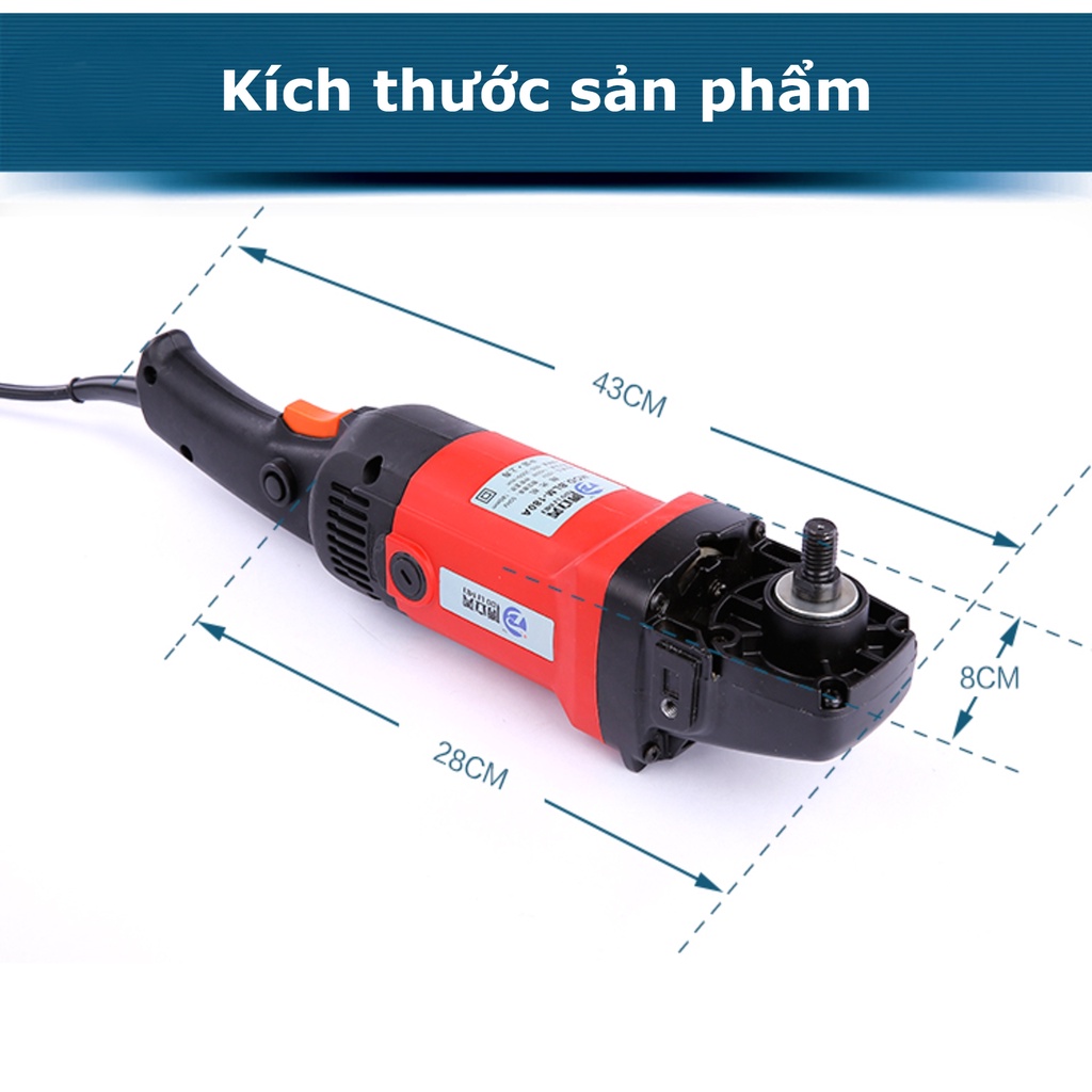 Máy đánh bóng xe hơi, chà gỗ, đá công suất 1400W 180mm M14 Polisher tặng nhiều phụ kiện