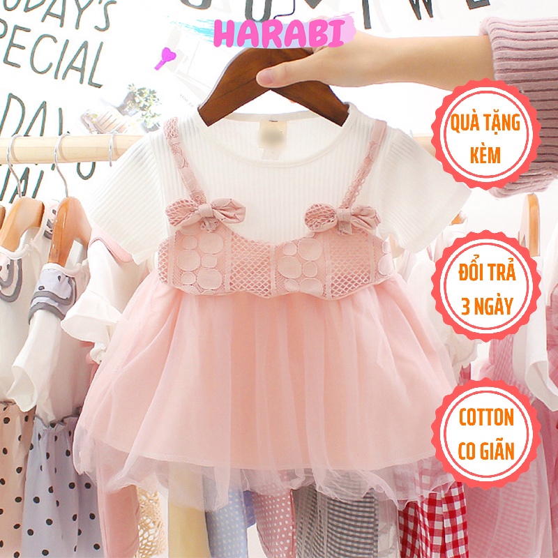 Váy bé gái - Đầm cho bé gái ngắn tay phong cách công chúa cho trẻ sơ sinh/1/2/3 tuổi - HARABI SHOP