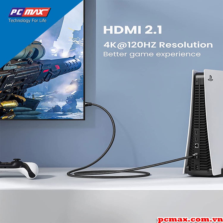 Cáp HDMI 2.1 hỗ trợ 8K truyền âm thanh hình ảnh 1M 2m 3m 5m Ugreen 80401 80402 80403 80404 80405 - Hàng chính hãng