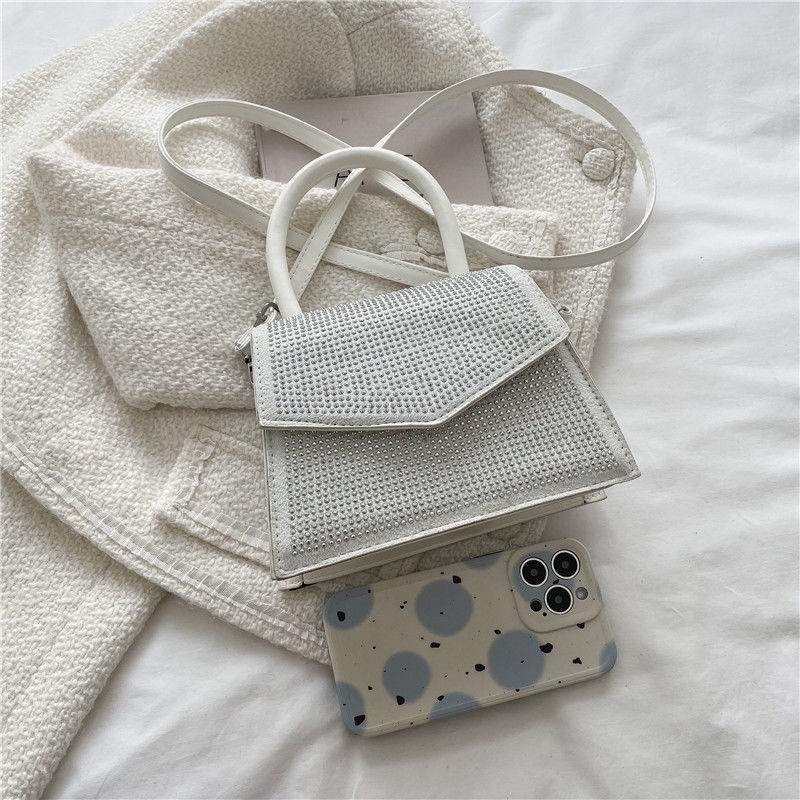 Túi Đeo Chéo Hình Vuông Đính Đá Lấp Lánh Thời Trang Sang Trọng Cho Nữ