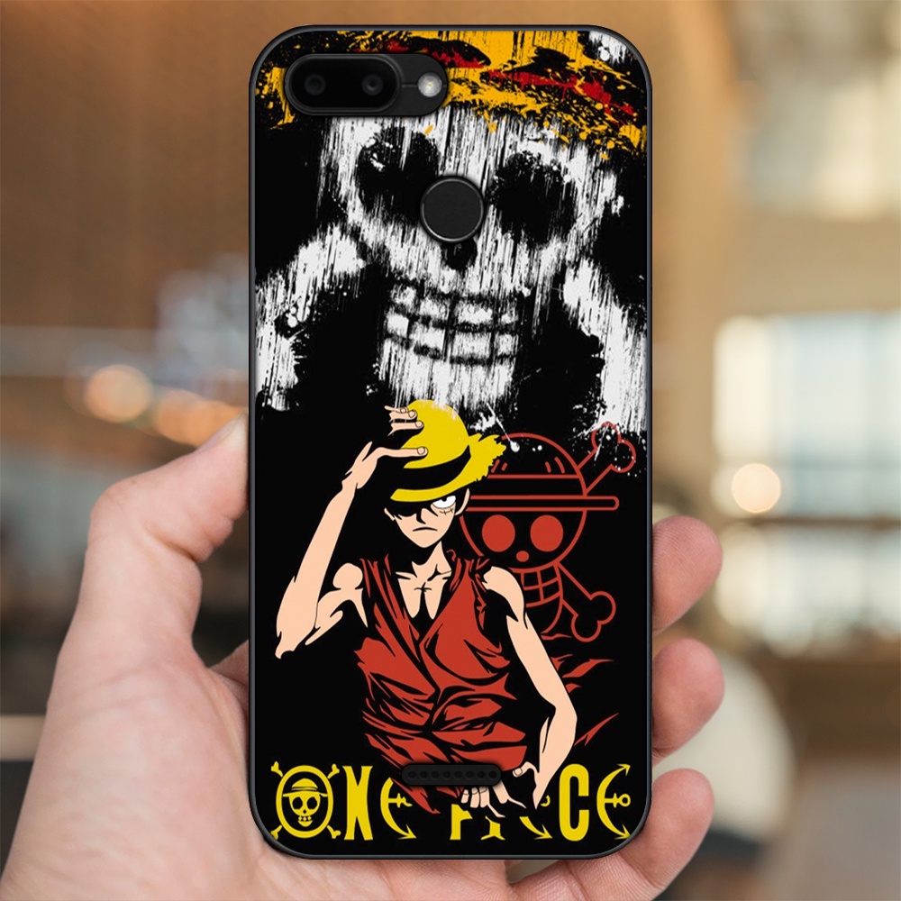 Ốp lưng Xiaomi Redmi 6 viền đen in hình Luffy One Piece
