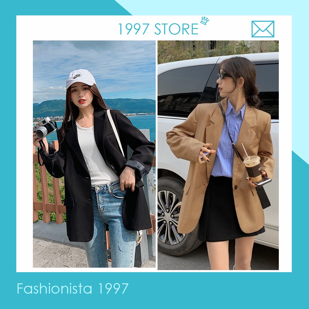 Áo blazer nâu tây 1 lơp phong cách Hàn quốc- Áo vest ,áo blazer nữ vải trượt vạt bầu dáng rộng,hàng xuất khẩu | BigBuy360 - bigbuy360.vn