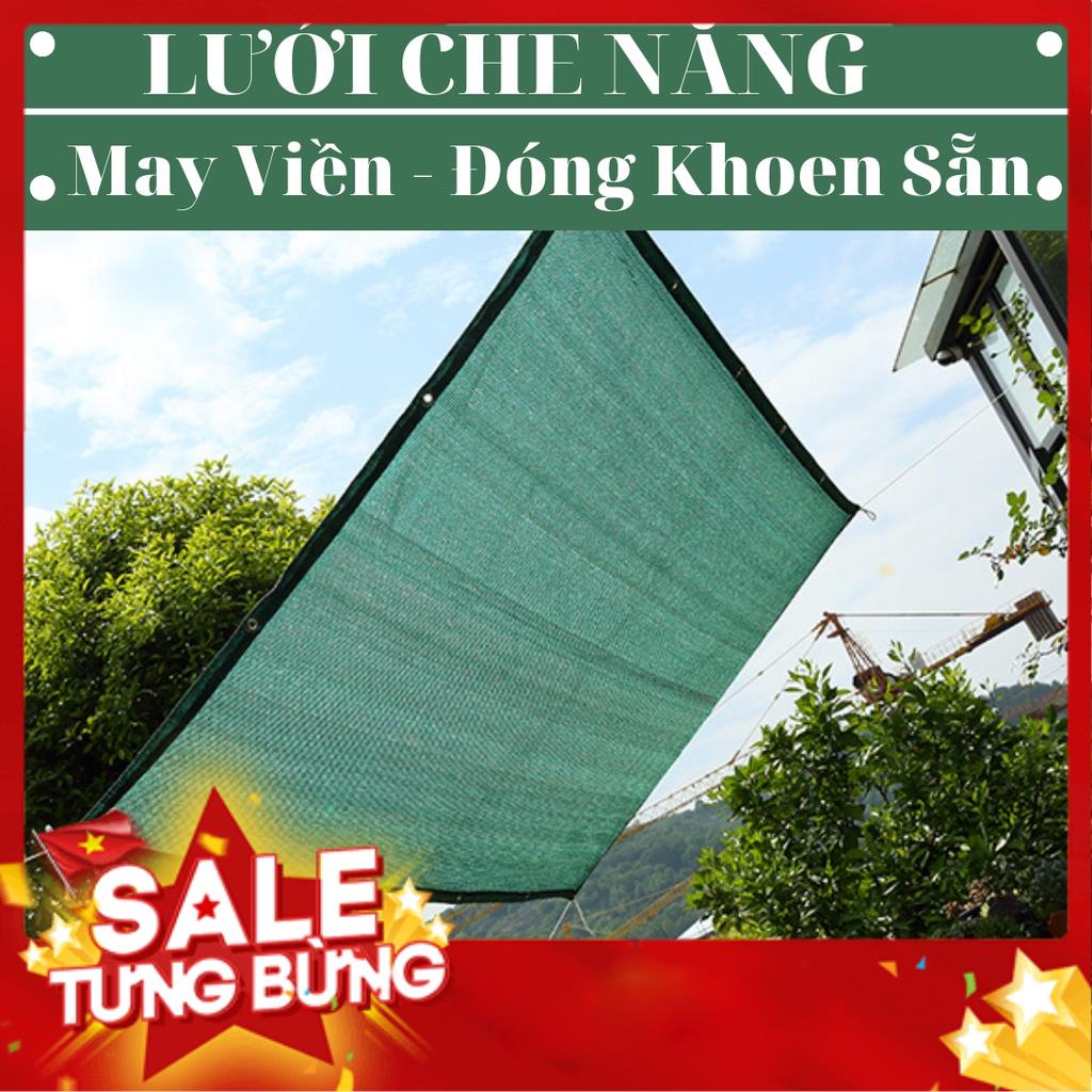 Lưới Che Nắng Nam Việt - Kích Thước 2x4 - Màu Xanh Rêu - May Viền Đóng Khoen Sẵn