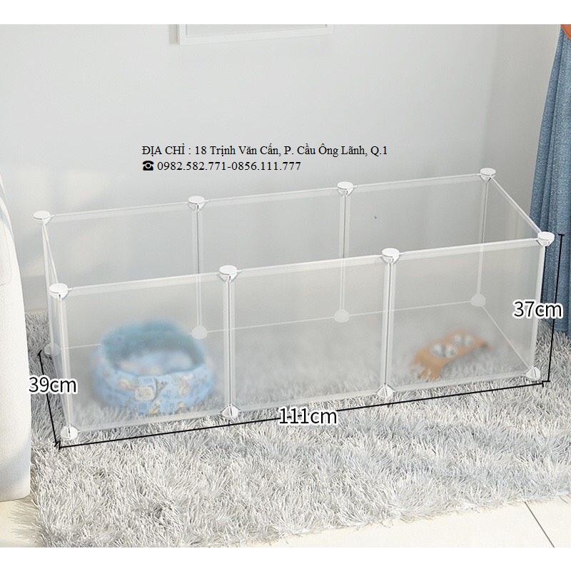 Tấm Nhựa Trắng Trong Suốt Ghép Chuồng Quây Chó Mèo - Tặng Kèm 2 Chốt Cho Mỗi Tấm