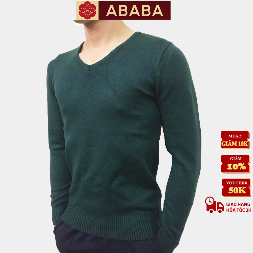 Áo len nam cổ tim ABABA trơn, len mềm mịn, kiểu dáng hàn quốc - ABA-TIMM9
