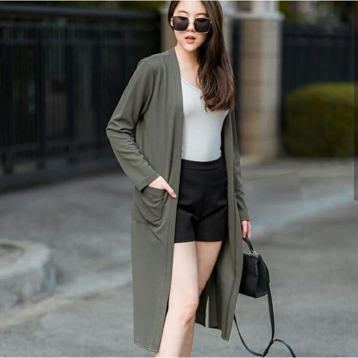 Áo Khoác Cardigan Dáng Dài Phong Cách Quân Đội Độc Đáo Thời Trang Cho Nữ