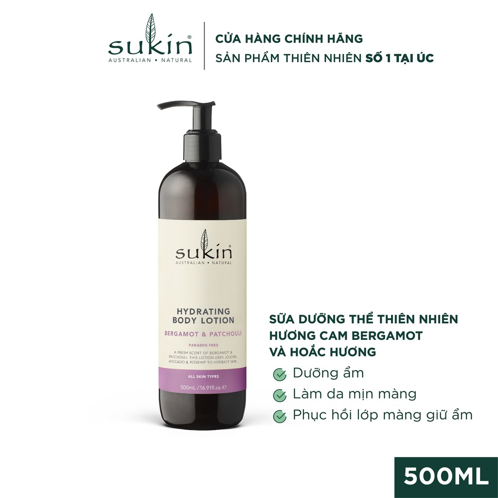 Sữa Dưỡng Thể Hương Cam Bergamot Và Hoắc Hương Sukin Hydrating Body Lotion Bergamot & Patchouli 500ml | BigBuy360 - bigbuy360.vn