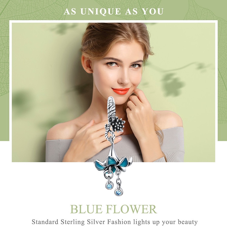 Hạt Phụ Kiện Bamoer Hình Bông Hoa Bạc 925 Thật Tráng Men Dùng Làm Vòng Tay